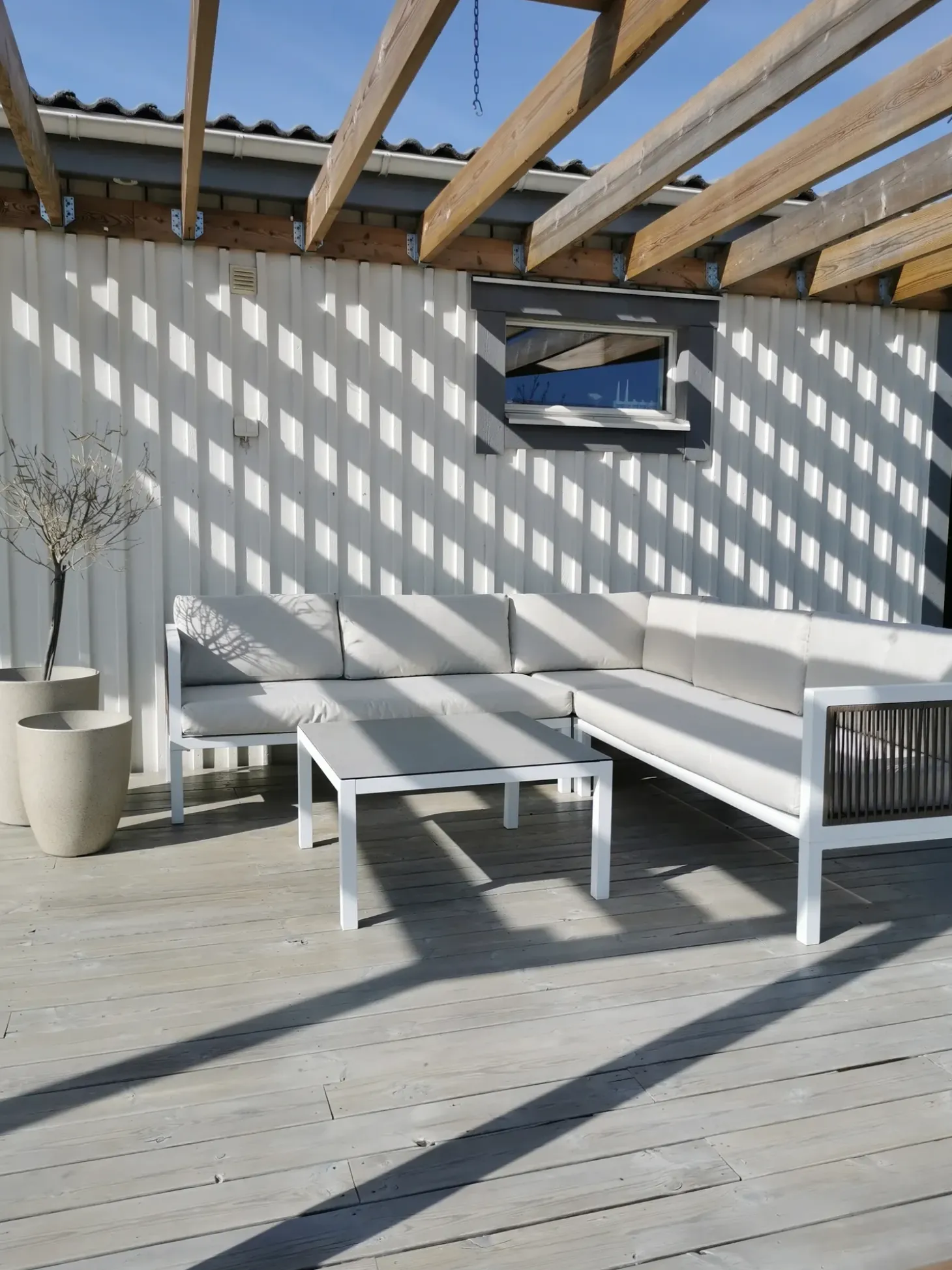 BORELLO 4 personers Have-hjørnesofasæt Venstrevendt Beige Metal