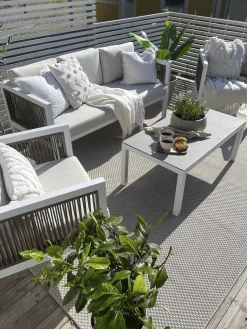 BORELLO 5 personers Loungesæt med bord Hvid Metal