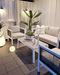 BORELLO 5 personers Loungesæt med bord Hvid Metal