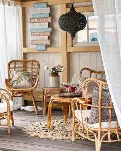 BRINDISI 4 personers Loungesæt med bord Naturlig Rattan