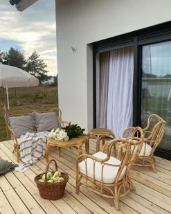 BRINDISI 4 personers Loungesæt med bord Naturlig Rattan