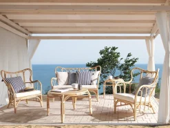 BRINDISI 4 personers Loungesæt med bord Naturlig Rattan