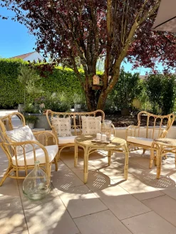 BRINDISI 4 personers Loungesæt med bord Naturlig Rattan