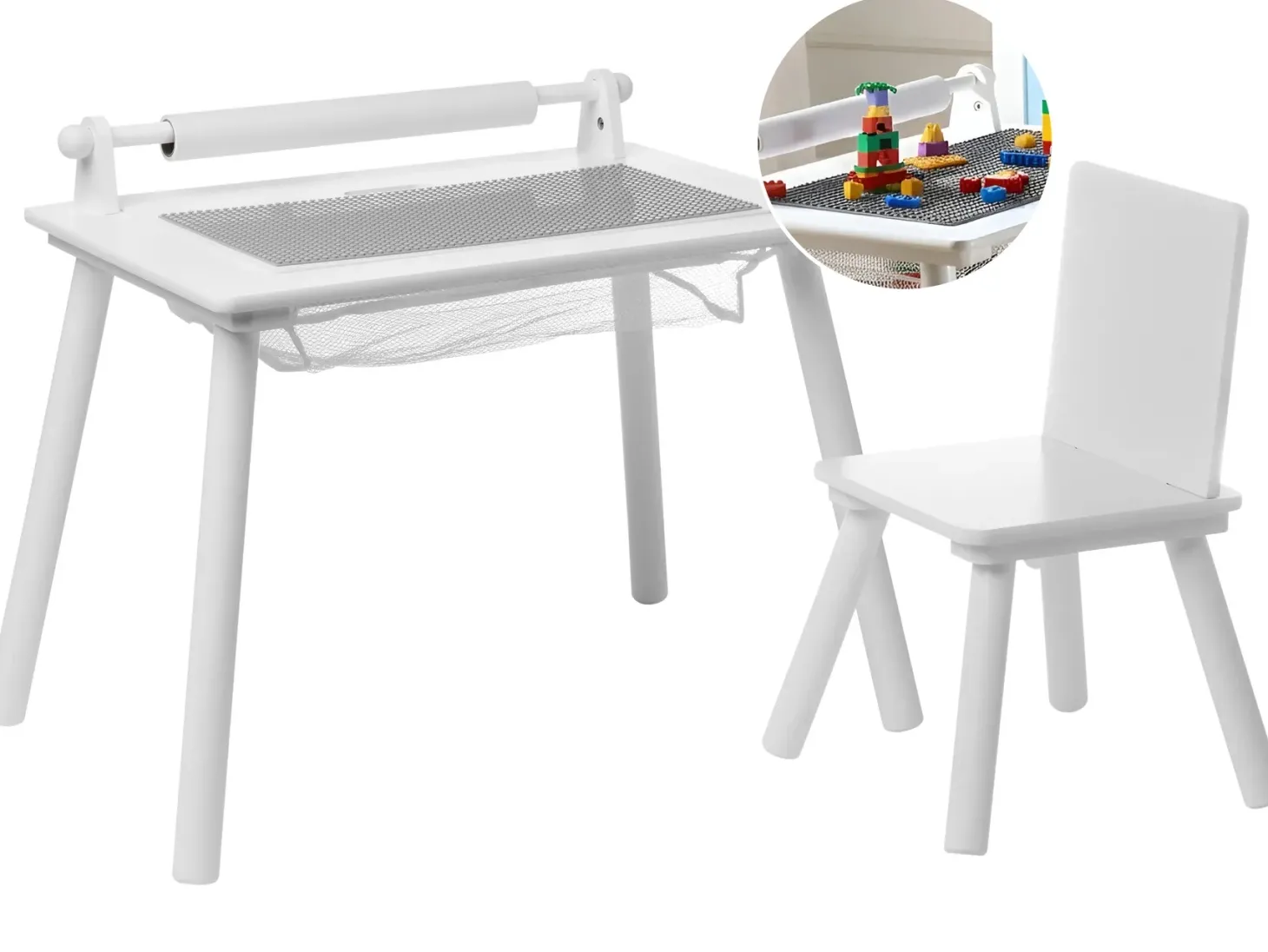 Børnebord og stole sæt MOONTA Hvid
