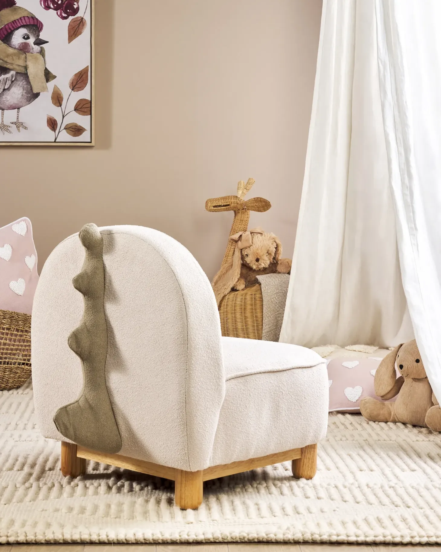 Børnelænestol Dinosaur FABORG Lys Beige