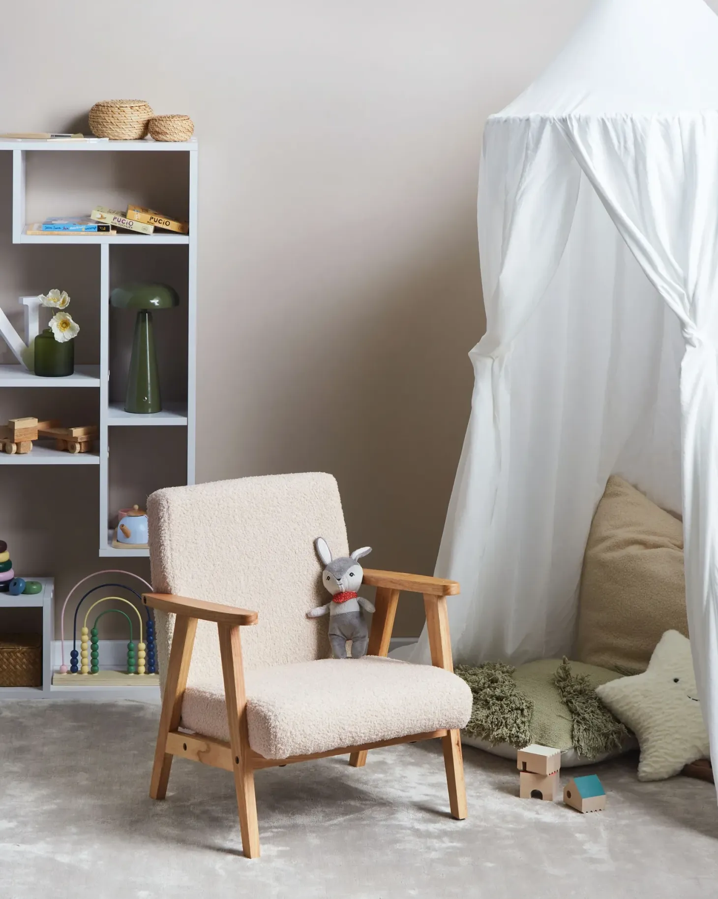 Børnelænestol LINDE Boucle Lys Beige