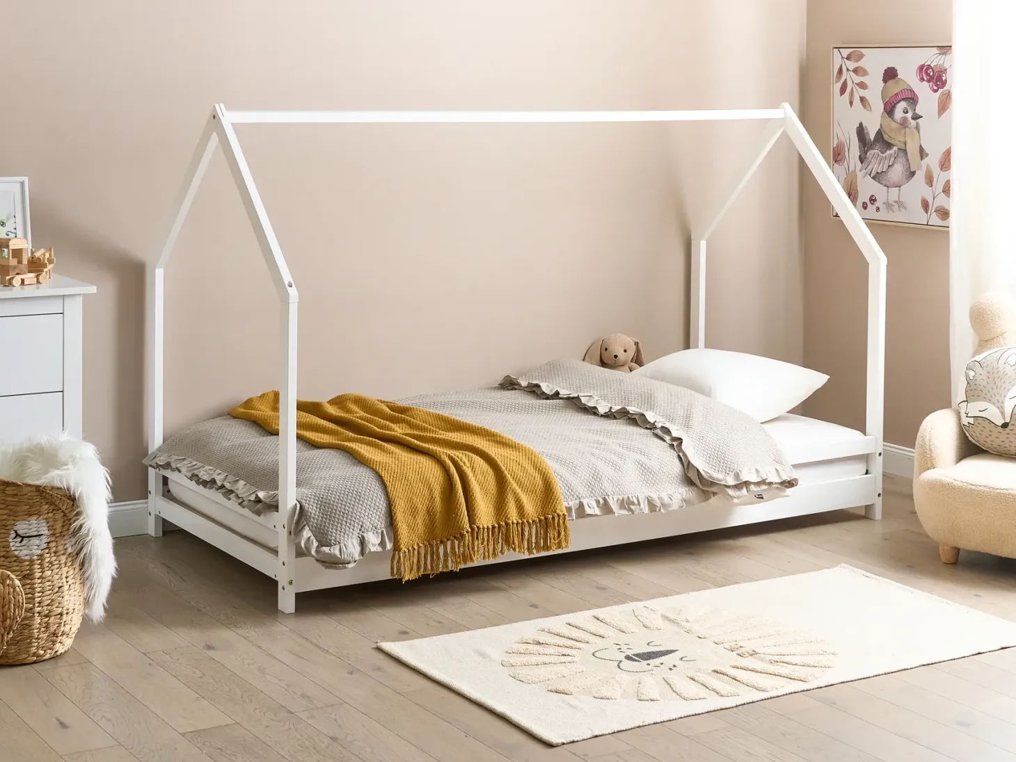 Børneseng Hus Fyretræ APPY 90 x 200 cm Hvid