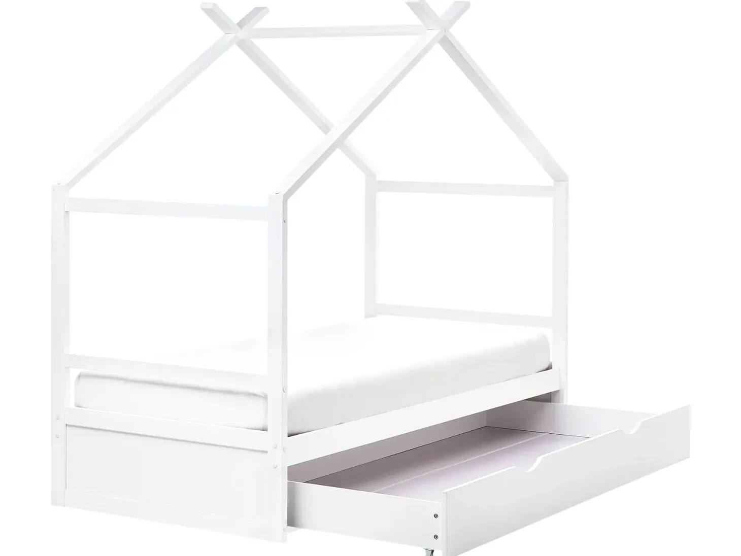 Børneseng Hus Fyretræ ORGEVAL 90 x 200 cm med opbevaring Hvid
