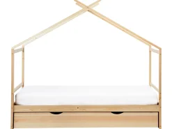 Børneseng Hus Fyretræ ORGEVAL 90 x 200 cm med opbevaring Lysebrun