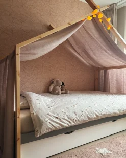 Børneseng Hus Fyretræ ORGEVAL 90 x 200 cm med opbevaring Grå