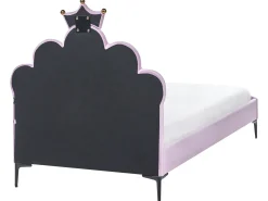 Børneseng Krone Velour RUBIAN 90 x 200 cm Med LED-lys Lilla