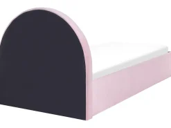 Børneseng med opbevaring Velour ANET 90 x 200 cm Lyserød