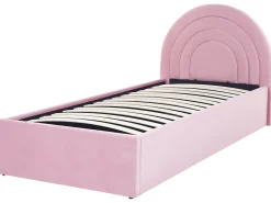 Børneseng med opbevaring Velour ANET 90 x 200 cm Lyserød