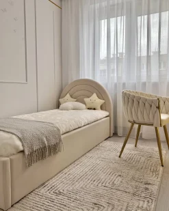 Børneseng med opbevaring Velour ANET 90 x 200 cm Beige