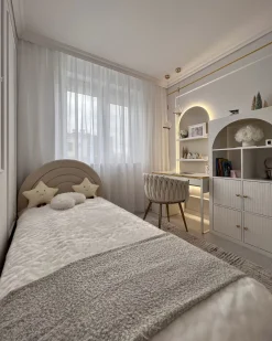 Børneseng med opbevaring Velour ANET 90 x 200 cm Beige