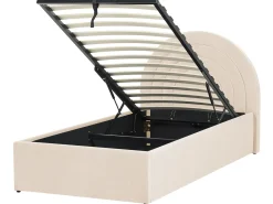Børneseng med opbevaring Velour ANET 90 x 200 cm Beige