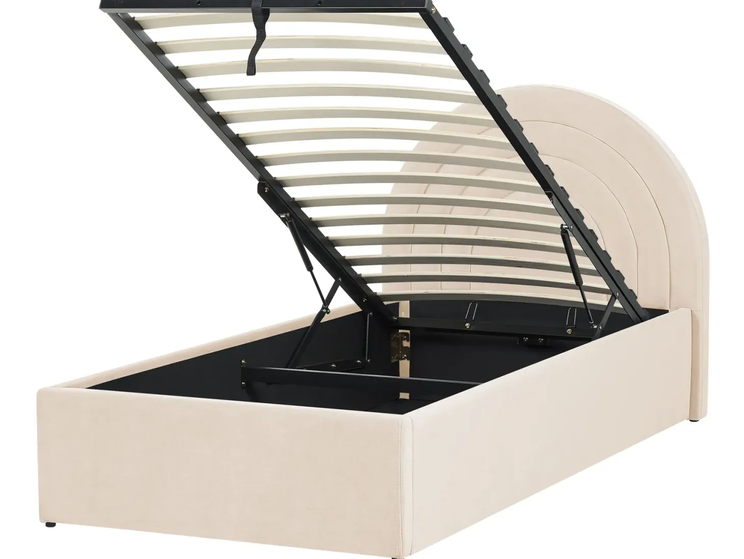 Børneseng med opbevaring Velour ANET 90 x 200 cm Beige
