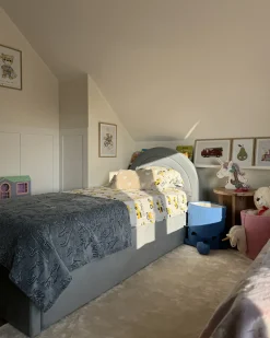 Børneseng med opbevaring Velour ANET 90 x 200 cm Himmelblå