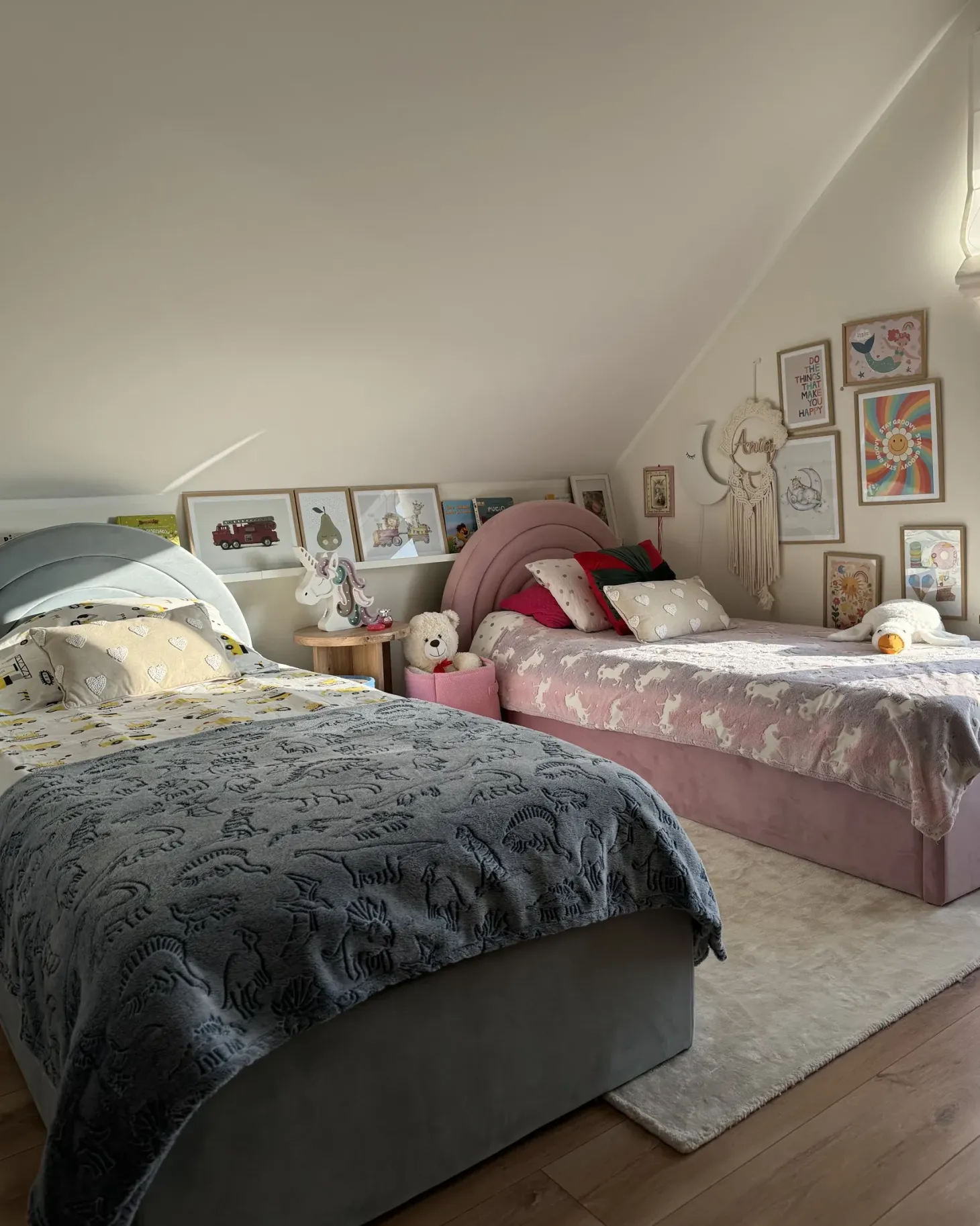 Børneseng med opbevaring Velour ANET 90 x 200 cm Himmelblå