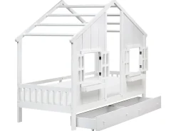 Børneseng med skuffer Hus Fyretræ TRAPPES 90 x 200 cm Hvid