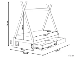 Børneseng med skuffer Tipi Fyretræ DEVAY 90 x 200 cm Grå