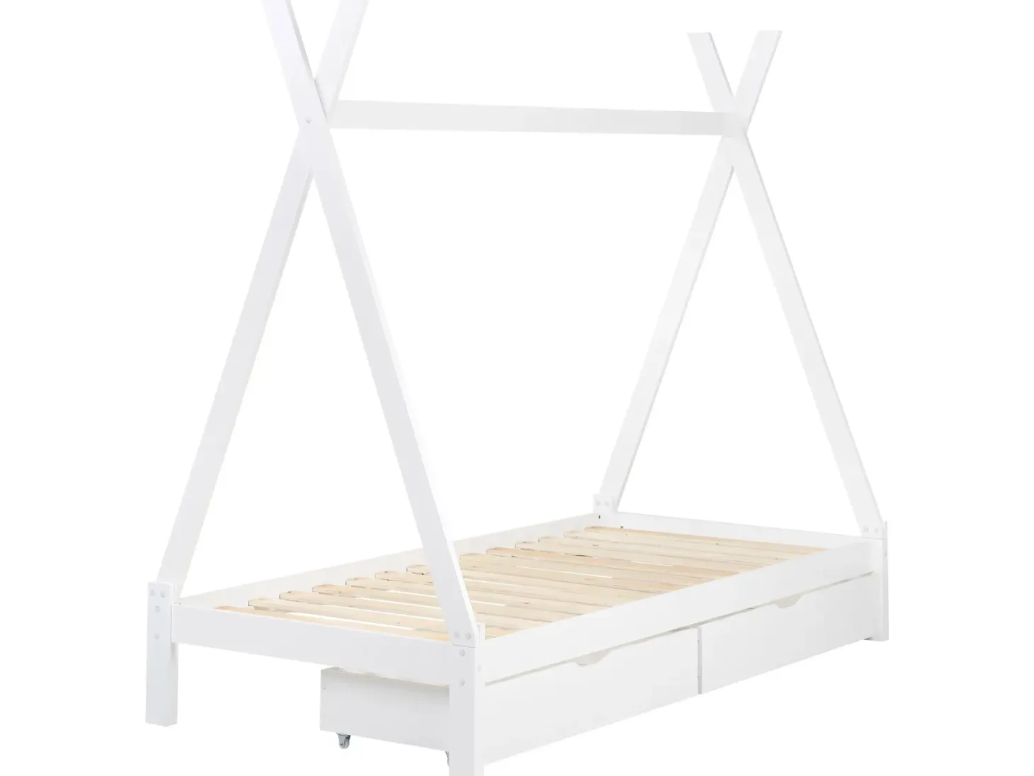 Børneseng med skuffer Tipi Fyretræ DEVAY 90 x 200 cm Hvid