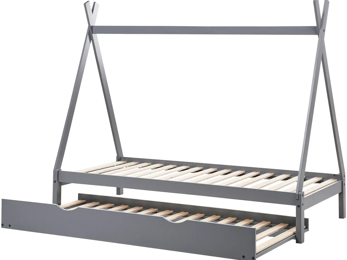 Børneseng med udtræk Fyretræ TALMONTIERS 90 x 200 cm Grå