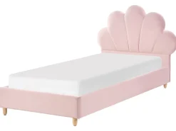 Børneseng Muslingeskal Velour NEULISE 90 x 200 cm Lyserød