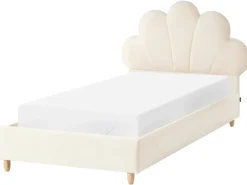 Børneseng Muslingeskal Velour NEULISE 90 x 200 cm Beige
