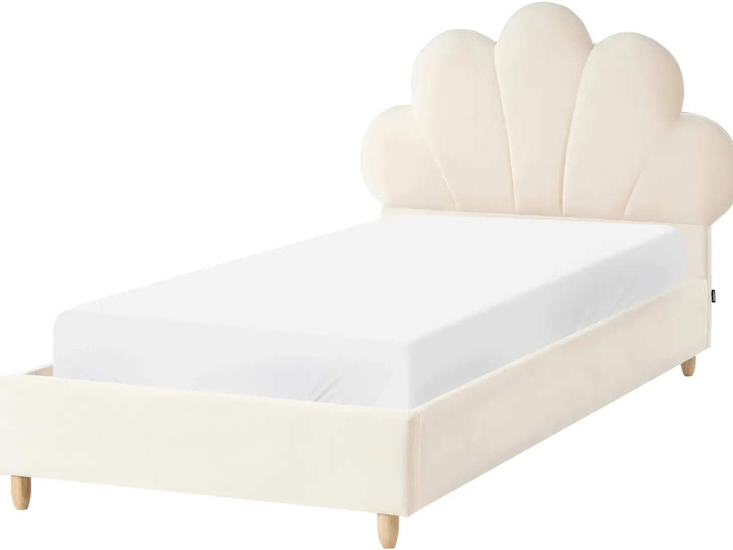 Børneseng Muslingeskal Velour NEULISE 90 x 200 cm Beige