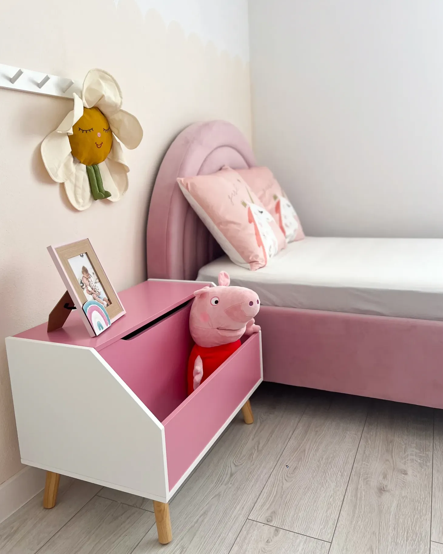 Børneseng Velour ANET 90 x 200 cm Lyserød
