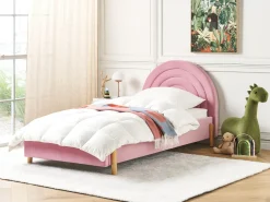 Børneseng Velour ANET 90 x 200 cm Lyserød