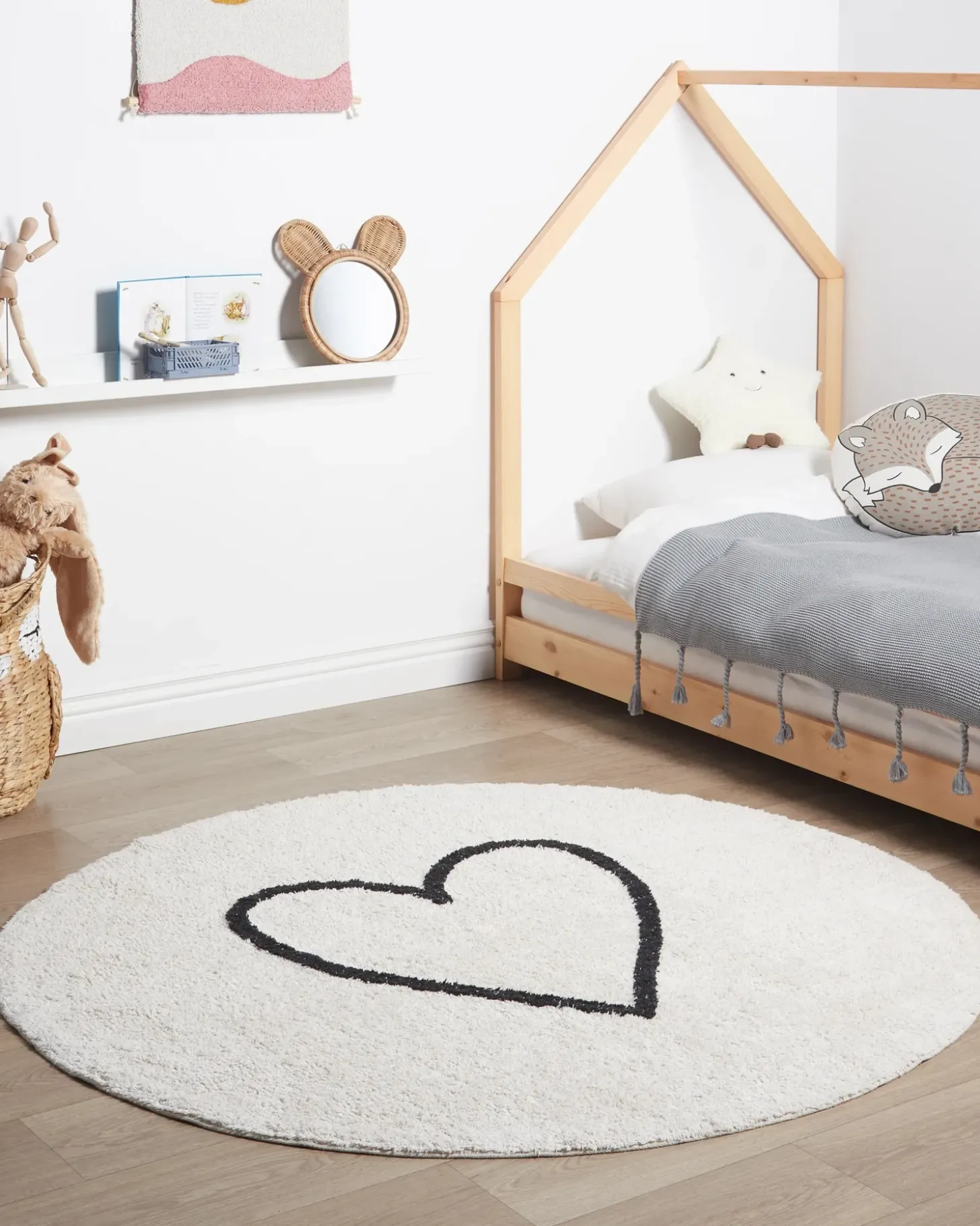 Børnetæppe HEART Beige ø 140 cm Bomuld