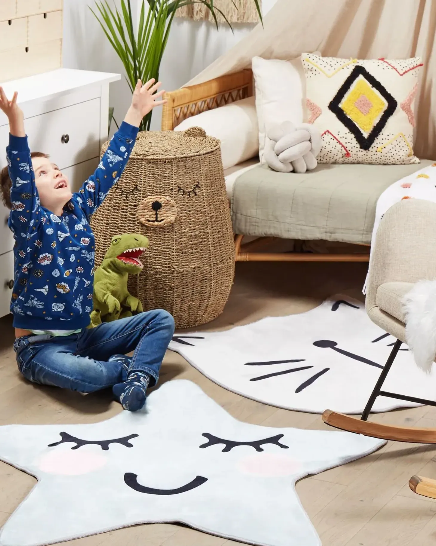 Børnetæppe KITTY Hvid ø 100 cm