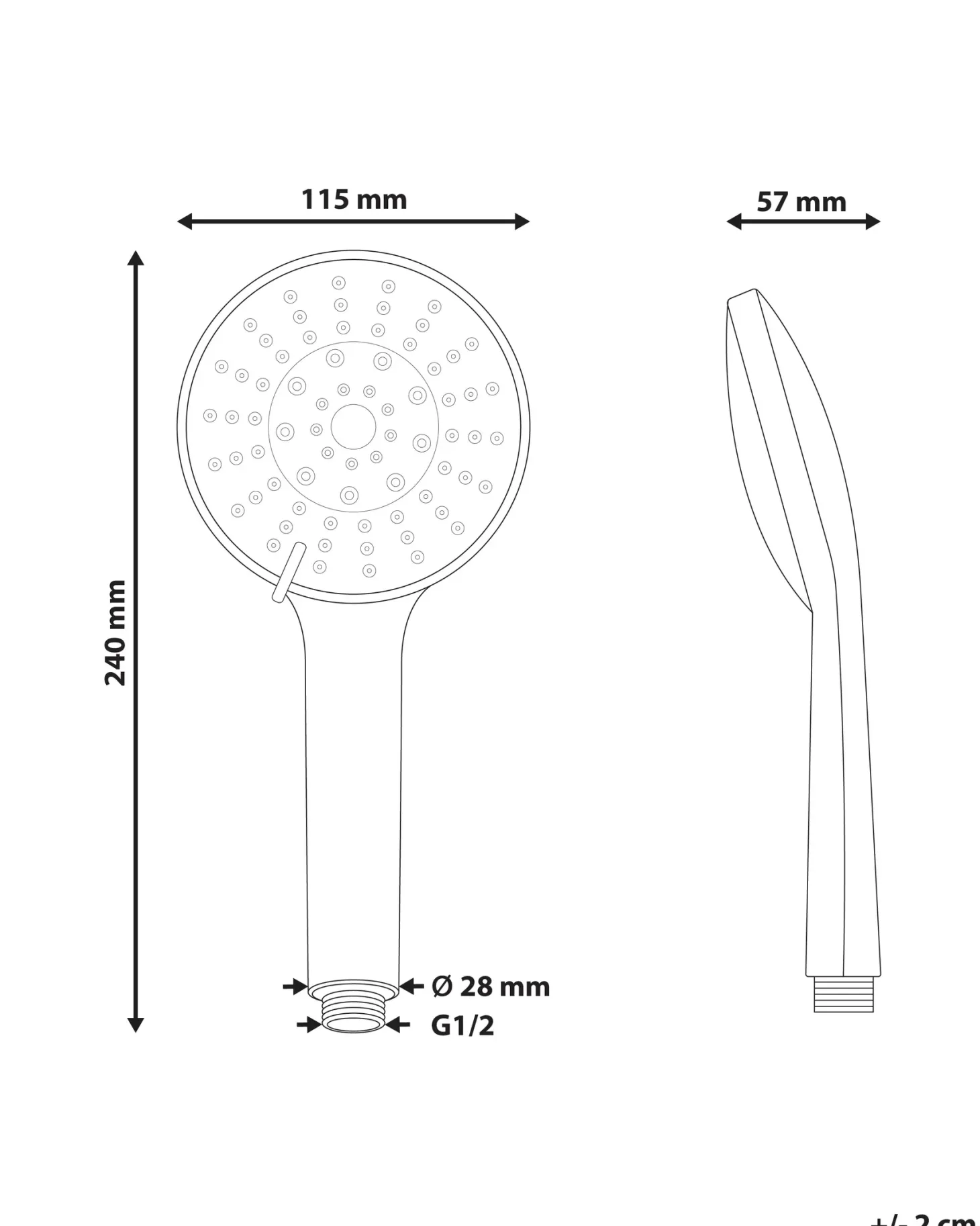 Brusehoved og slangesæt UCHIZA 5-function Sort