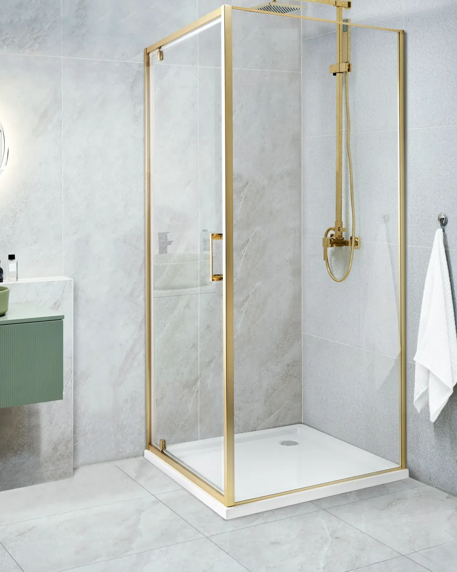 Brusekabine DARLI 70 x 70 x 185 cm Guld