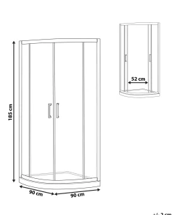 Brusekabine JUKATAN 90 x 90 x 185 cm Sølv