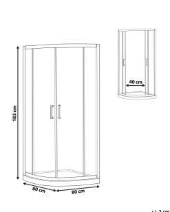 Brusekabine JUKATAN 80 x 80 x 185 cm Sort