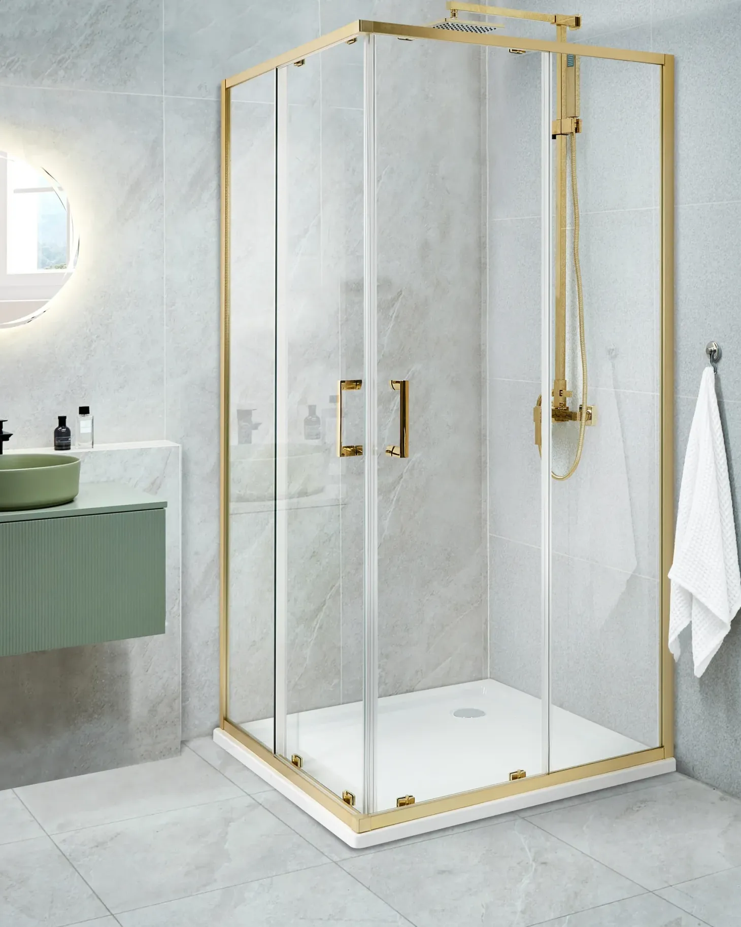 Brusekabine TELA 90 x 90 x 185 cm Guld