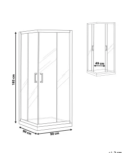 Brusekabine TELA 90 x 90 x 185 cm Sort