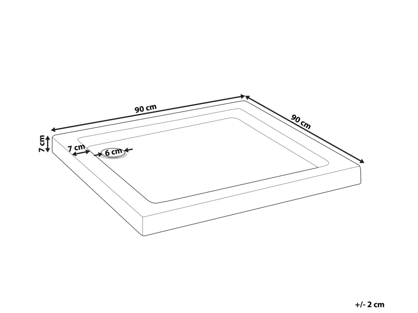 Brusekar ESTELI 90 x 90 x 7 cm Hvid