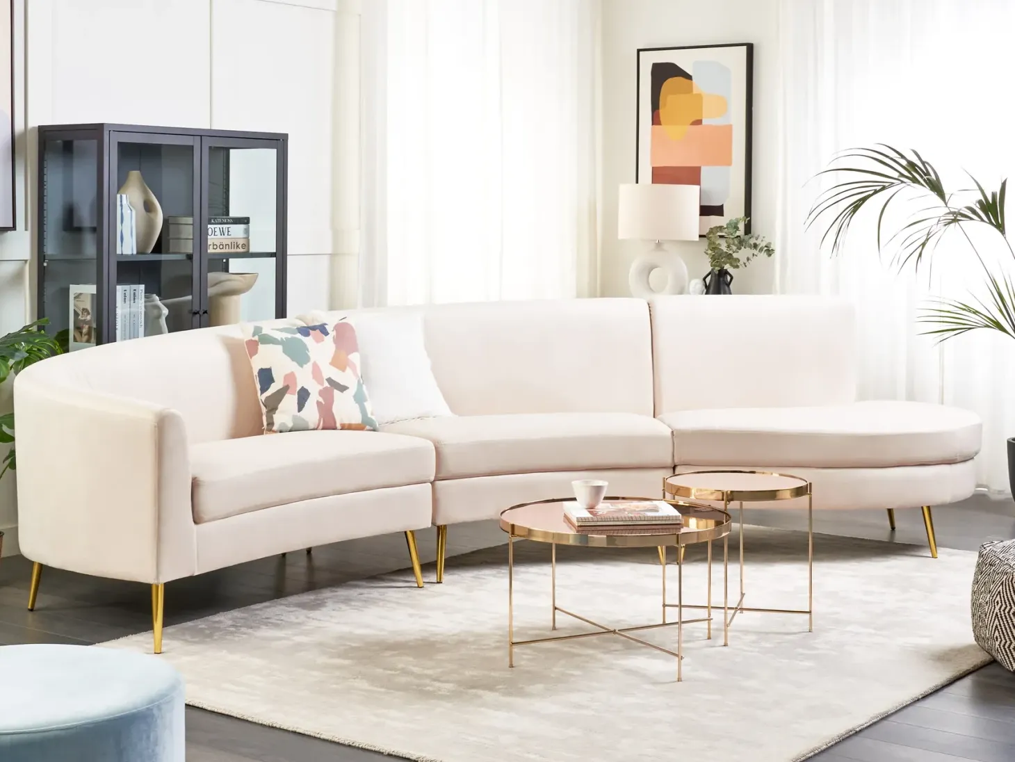 Buet sofa 4 personers MOSS Velour Lys Beige