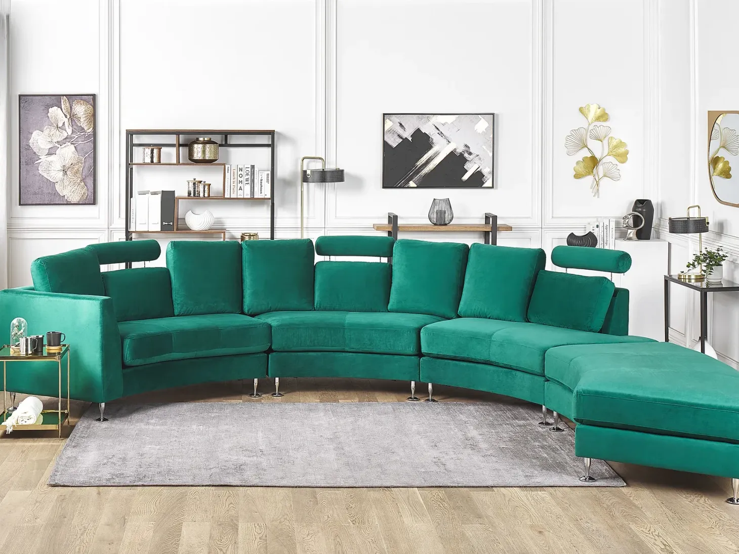 Buet sofa 7 personers ROTUNDE Velour Mørkegrøn