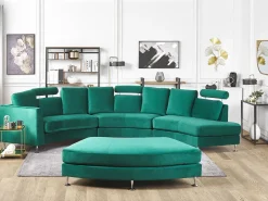 Buet sofa 7 personers ROTUNDE Velour Mørkegrøn