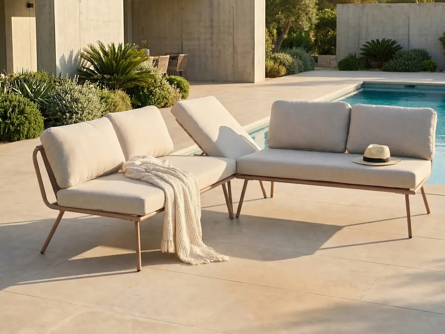 CACCAMO 4 personers Have-hjørnesofasæt Beige