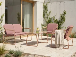 CALASCIO 4 personers Loungesæt med bord Brun Metal