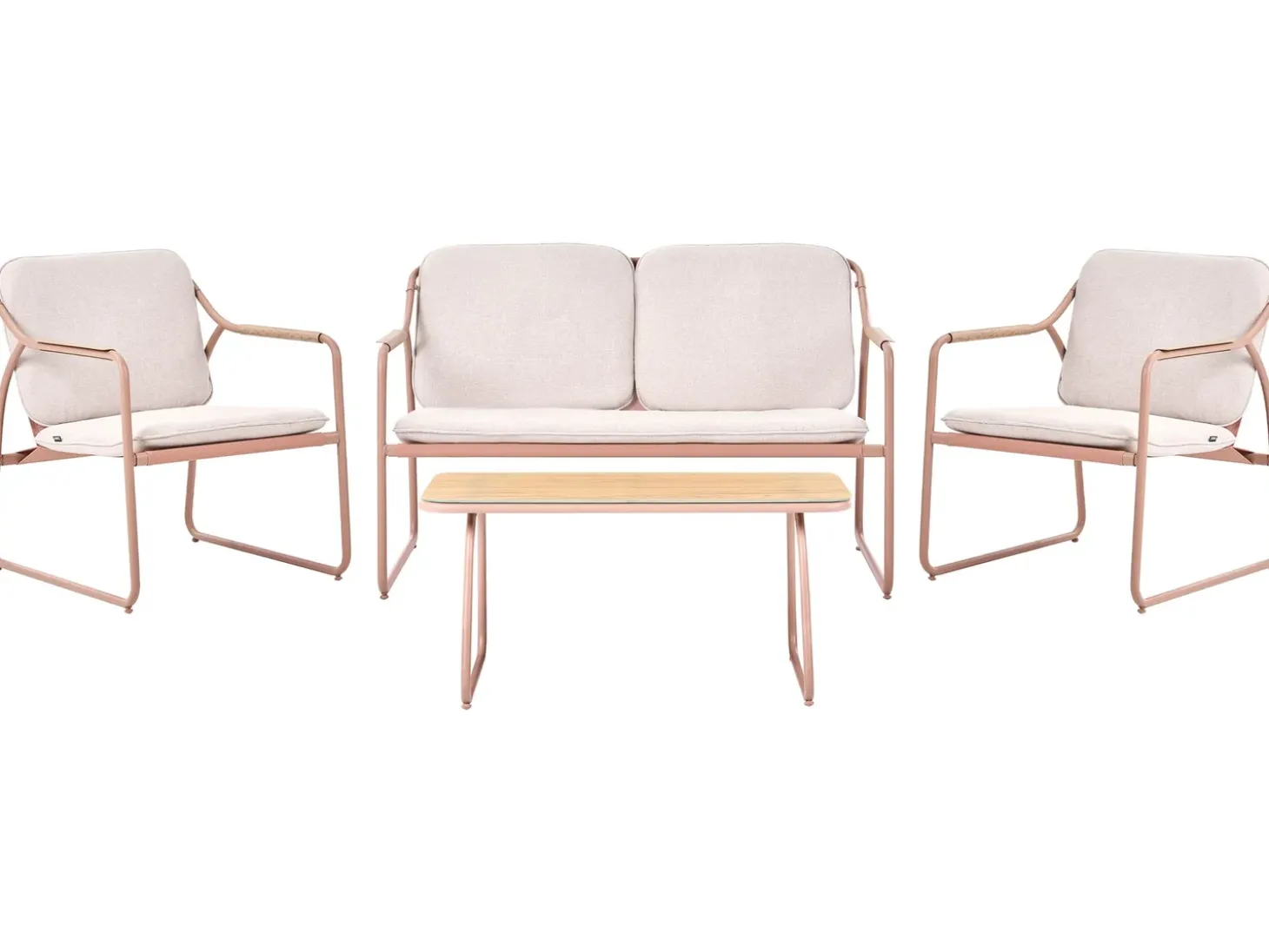 CALASCIO 4 personers Loungesæt med bord Lys Beige Metal