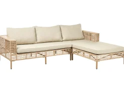 CALASETTA 4 personers Loungesæt med bord Venstrevendt Beige PE-rattan