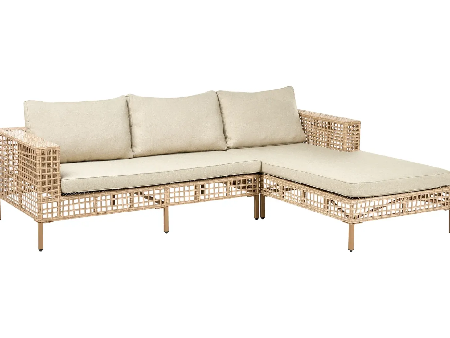 CALASETTA 4 personers Loungesæt med bord Venstrevendt Beige PE-rattan