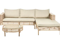CALASETTA 4 personers Loungesæt med bord Venstrevendt Beige PE-rattan